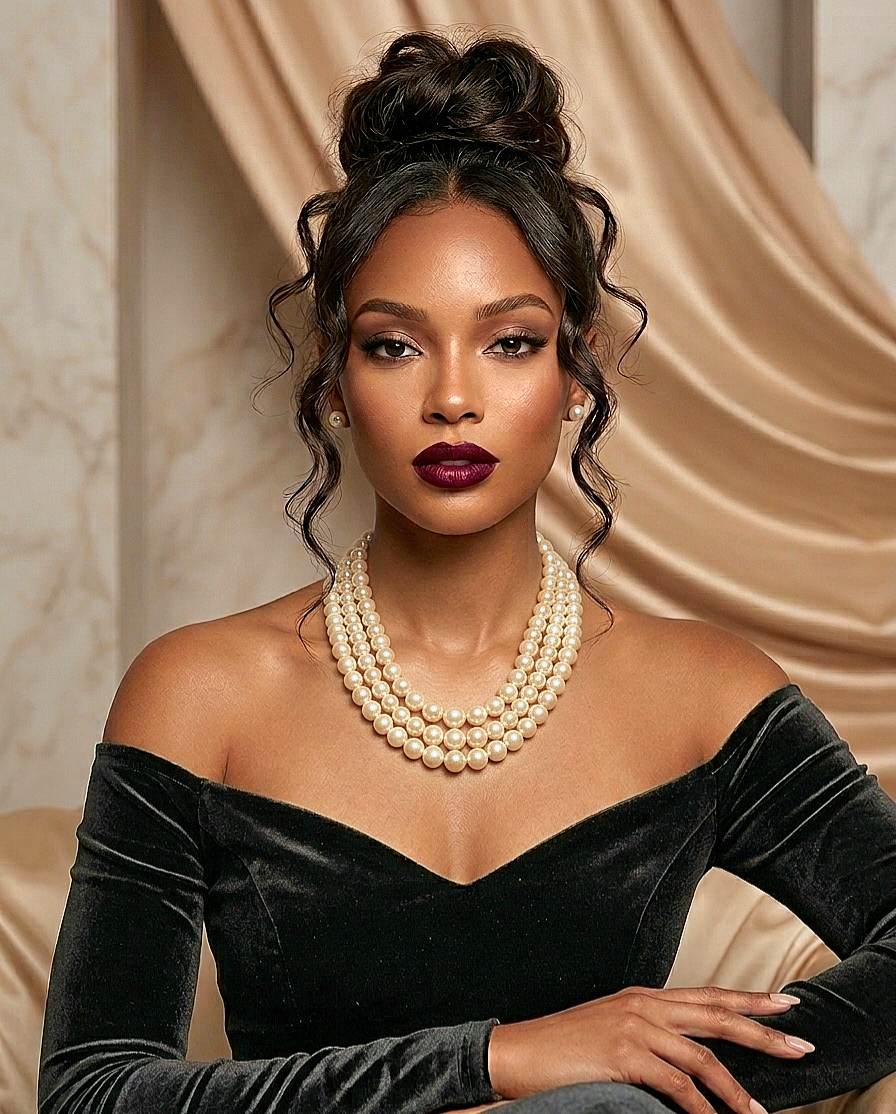 Elegant Three Strand Pearl Necklace