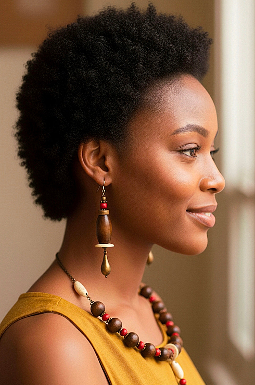 Barrel Shape Wood Dangle Earrings