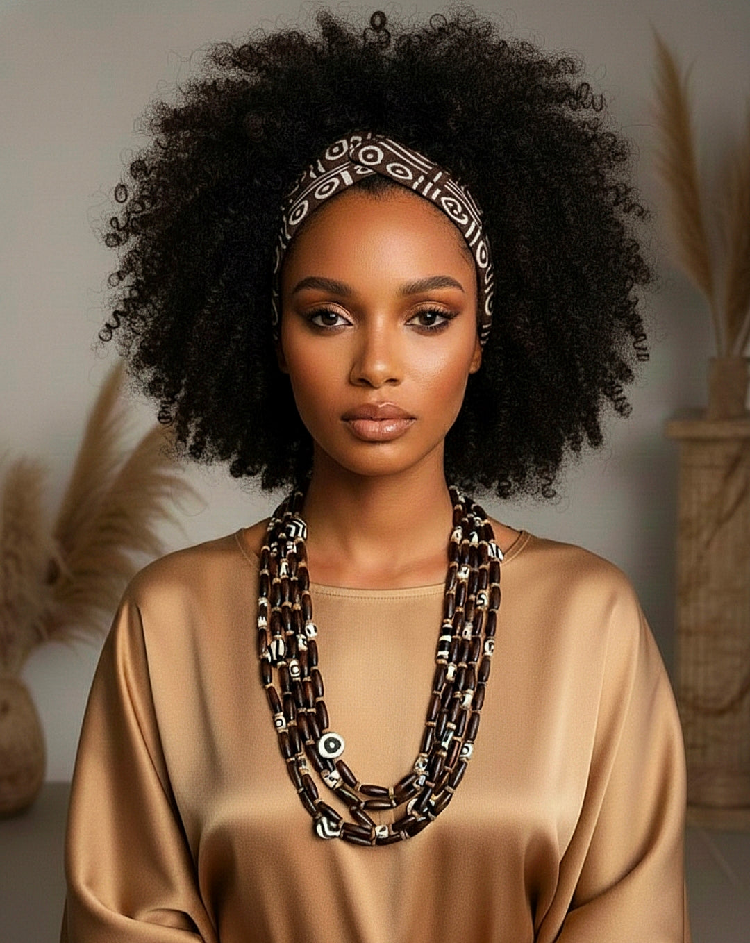 Batik Bone Wood and Coconut Shell Beaded Necklace