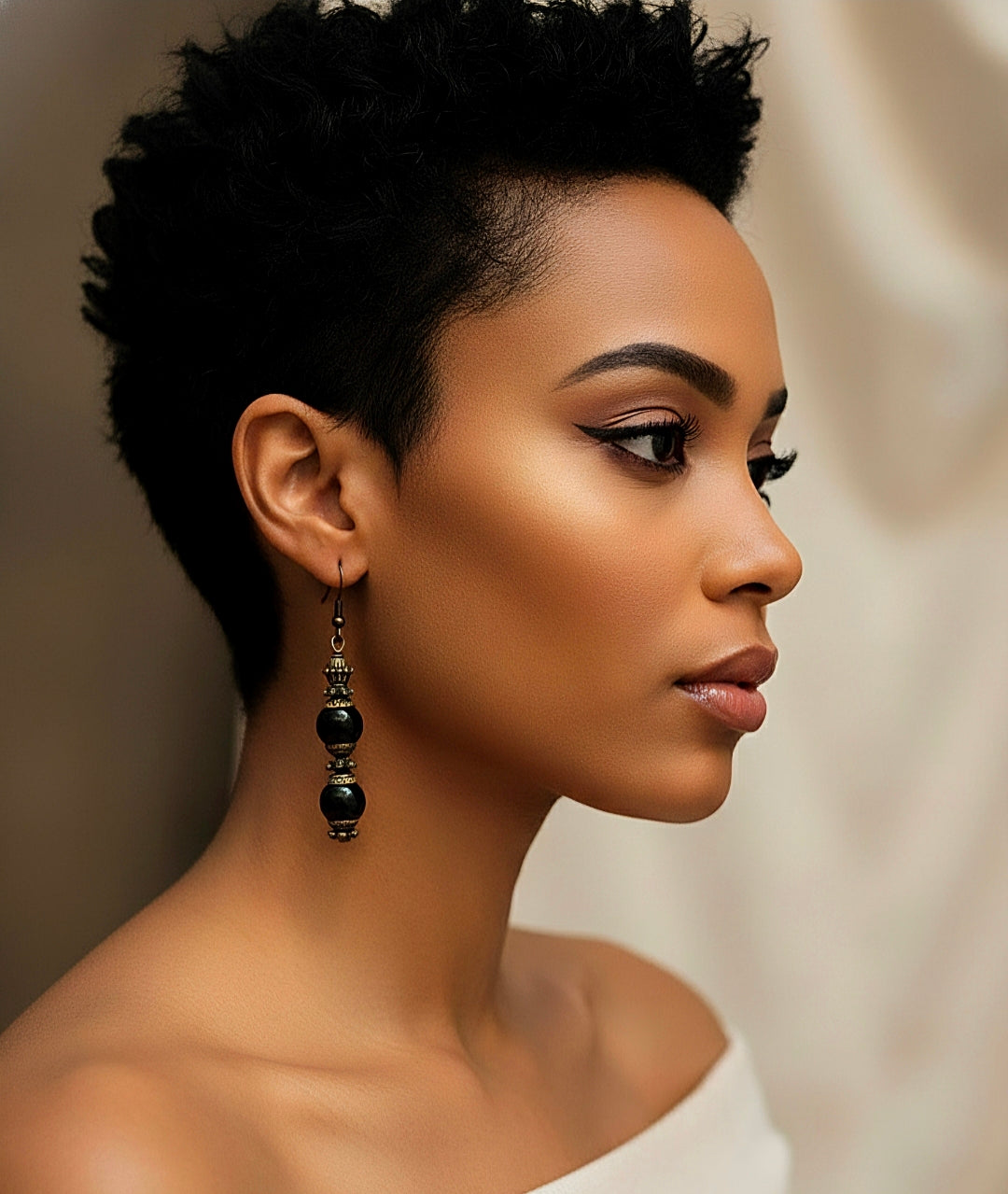 Black Short Dangle Earrings