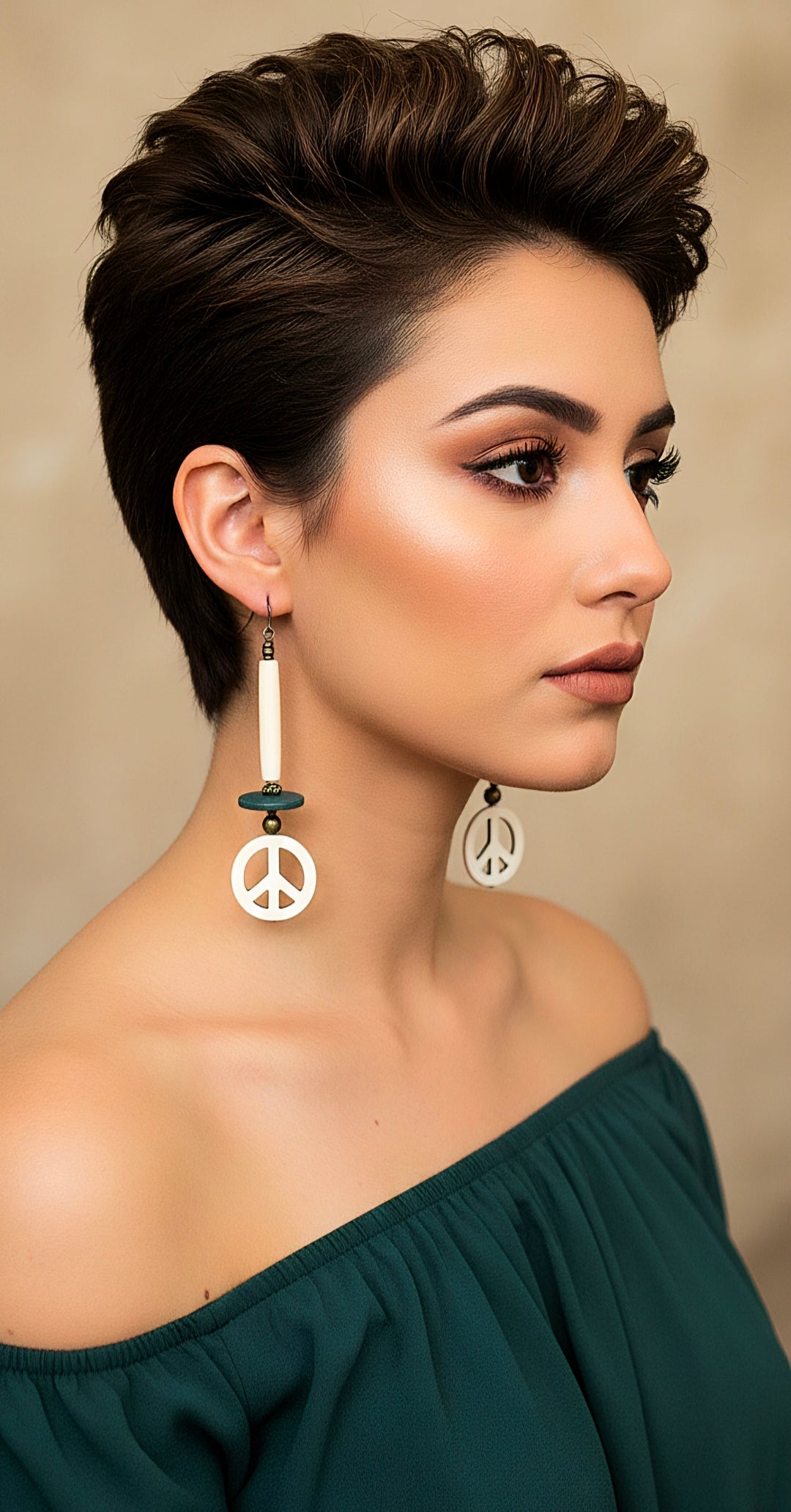 Bone Tube Teal Dangle Peace earrings