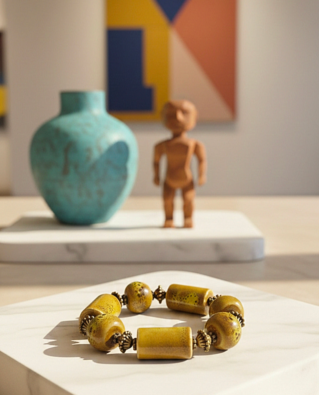 Chunky Golden Ceramic Stretch Bracelet