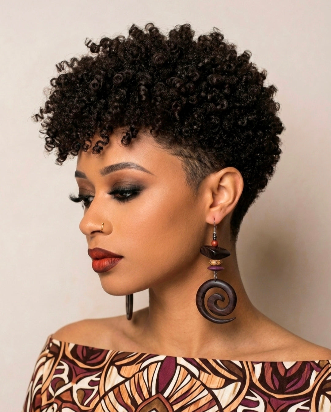 Brown Spiral Wood and Bone Artisanal Dangle Earrings