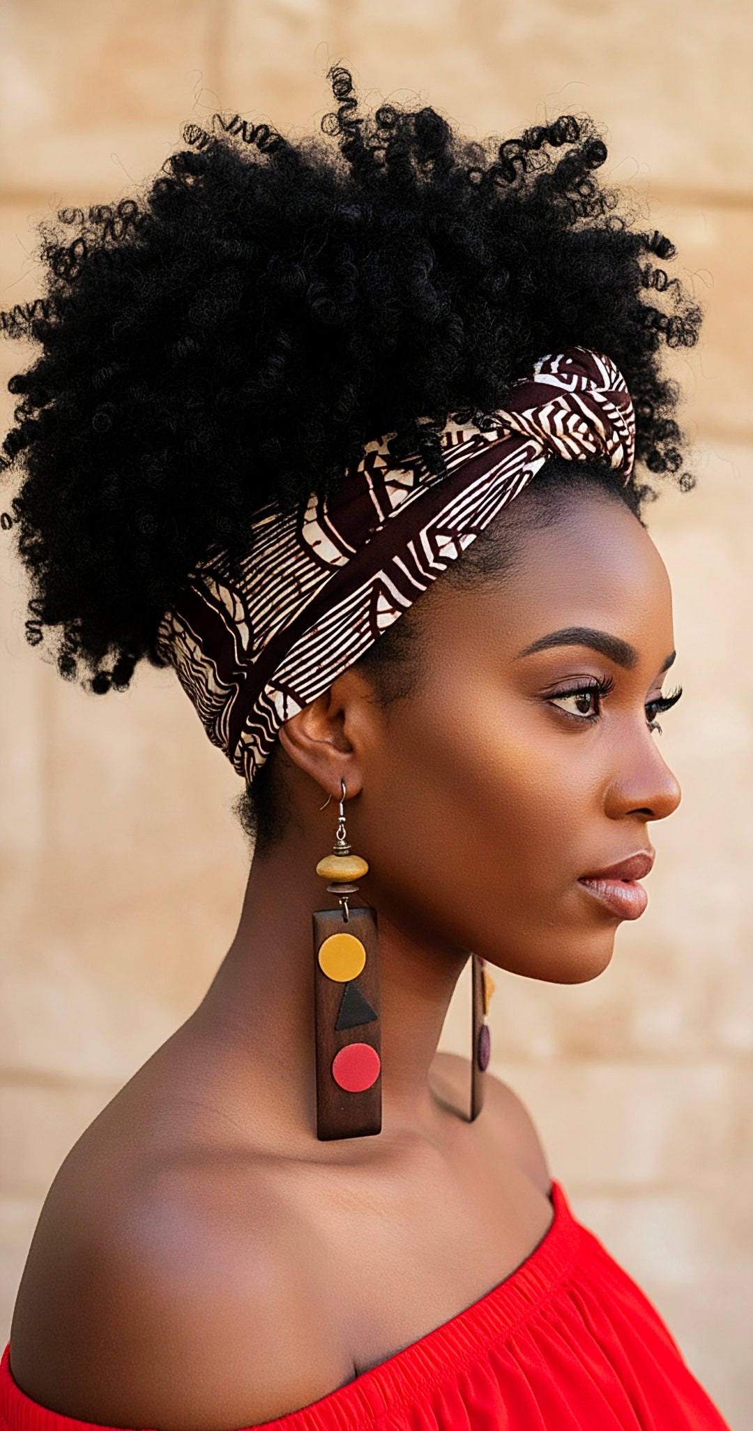 Dark Wood Rectangle Dangles Leather Accents