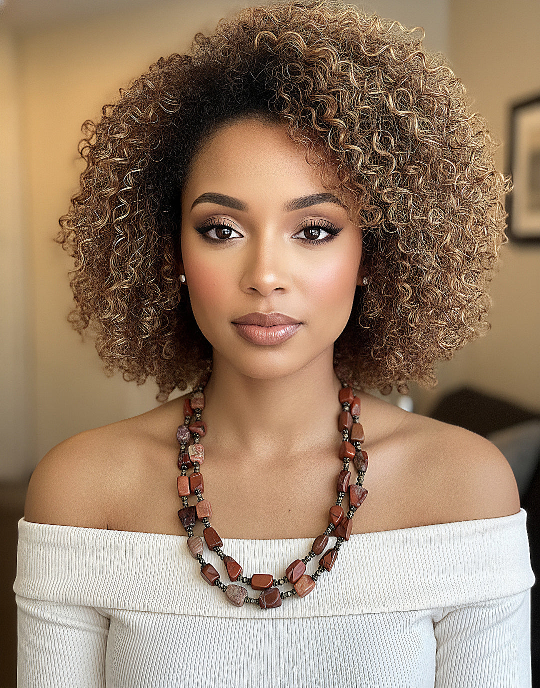 Double Strand Coffee Colored Irregular Beaded Necklace