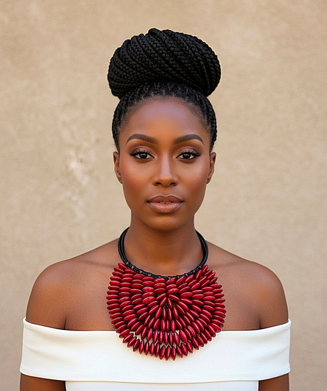 Imported Large Bib Necklace Red
