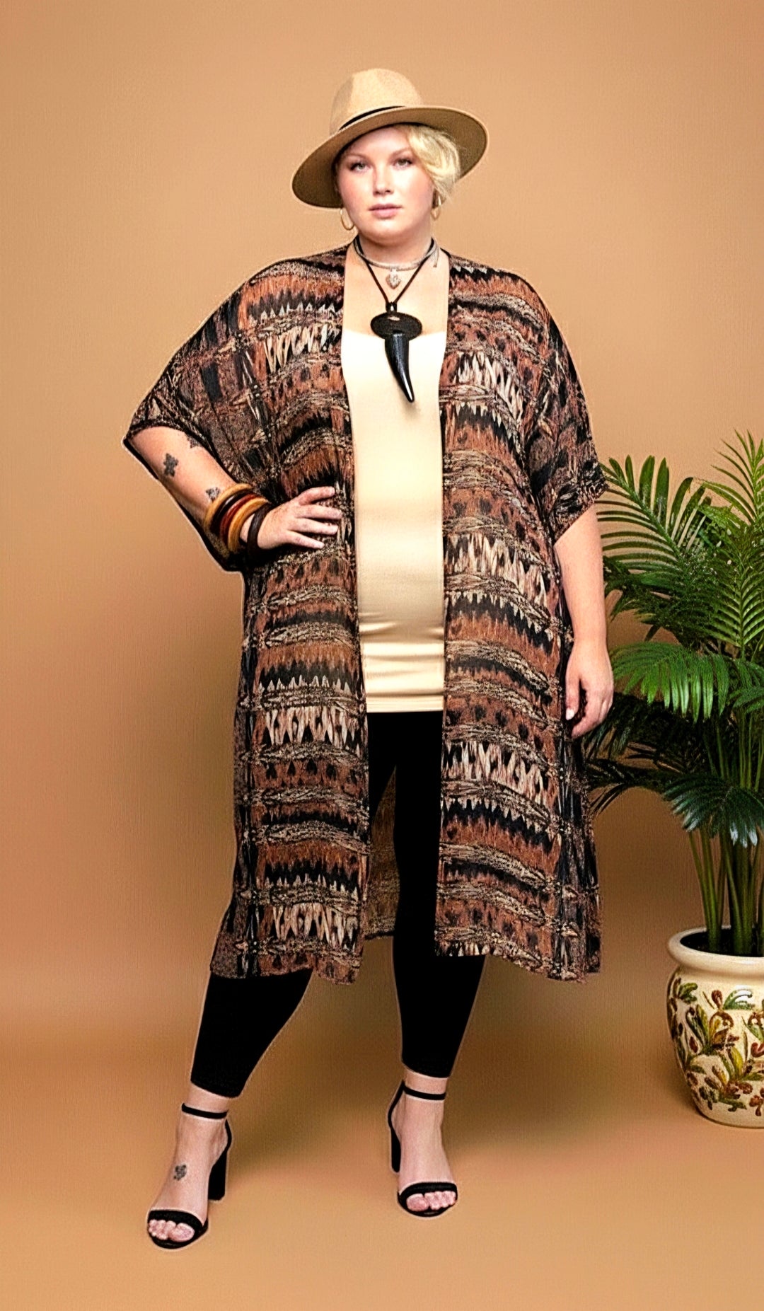 Maxi Kimono Brown Black Tan