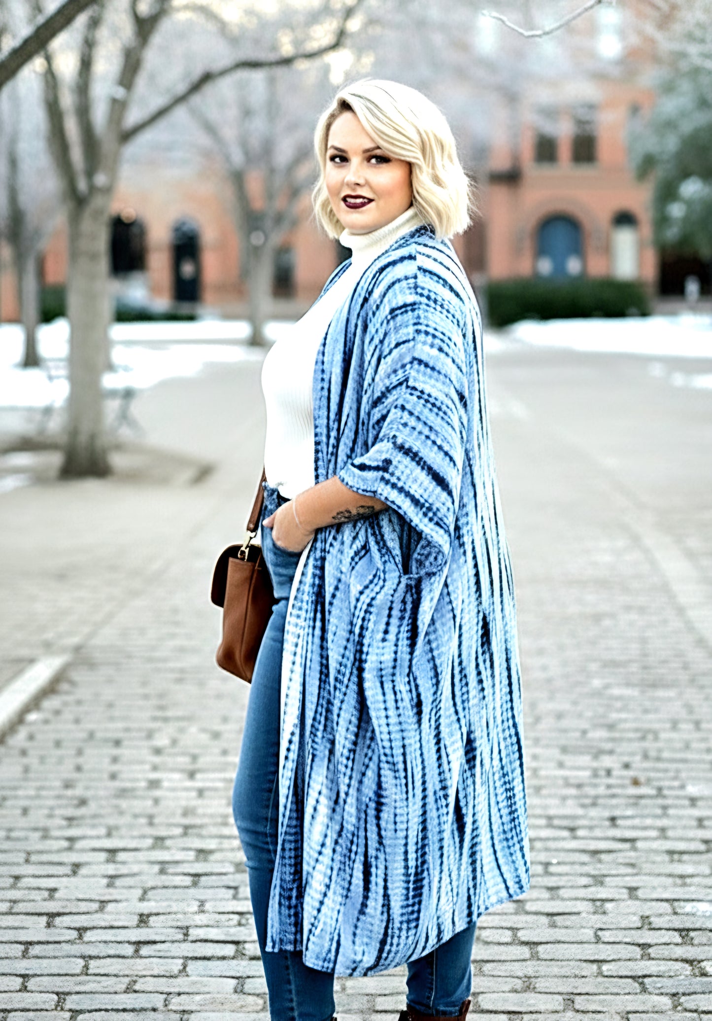 Maxi Kimono Navy Tie Dye