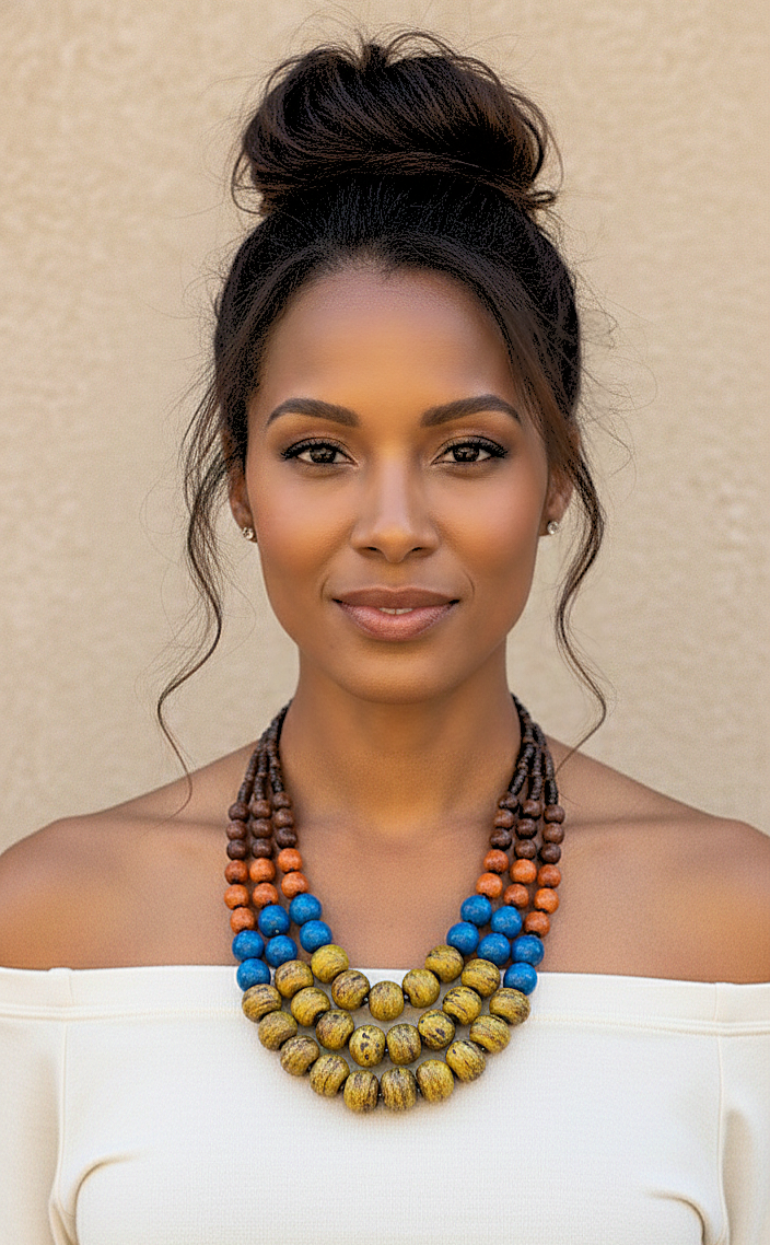 Multistrand Earth Tone Porcelain Statement Necklace