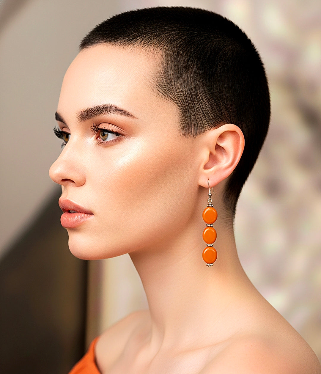 Orange Dangle Earrings