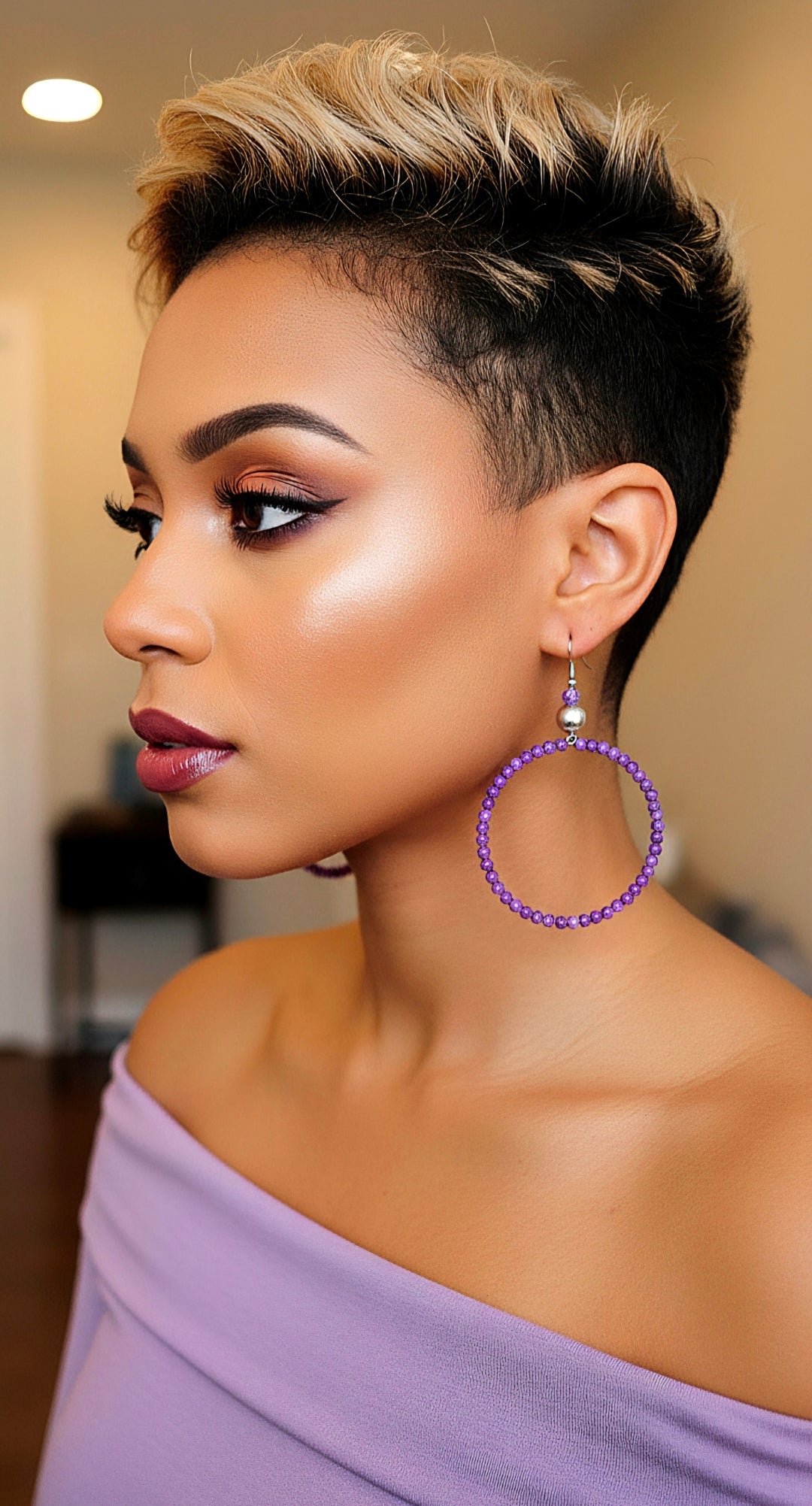 Purple Hoop Earrings