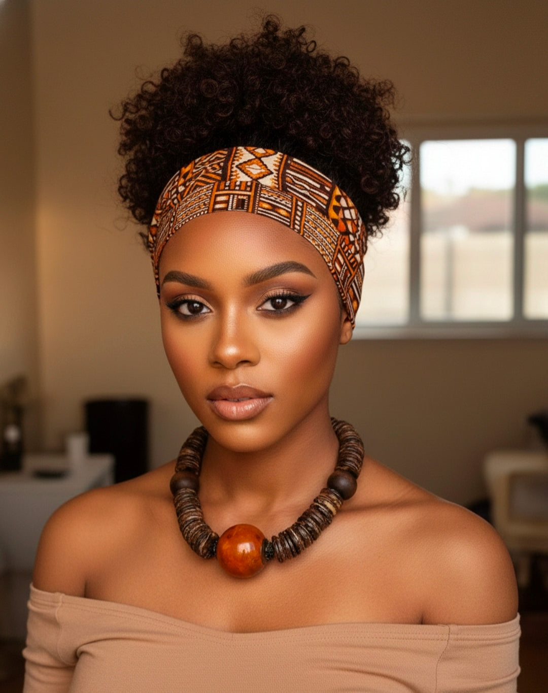 Resin Amber Pendant and Coconut Shell Disc Necklace