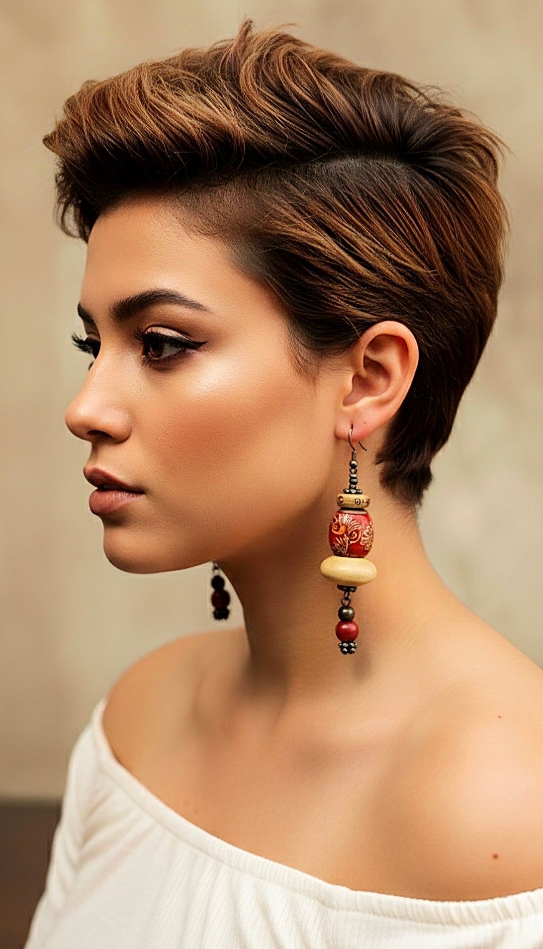 Short Red Wood Bone Dangles