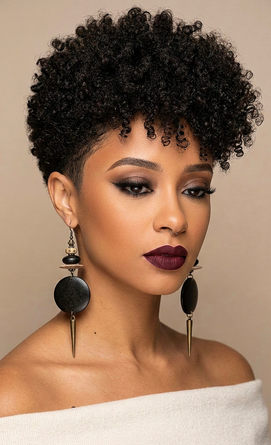 Spiked Black Circular Dangle Earrings