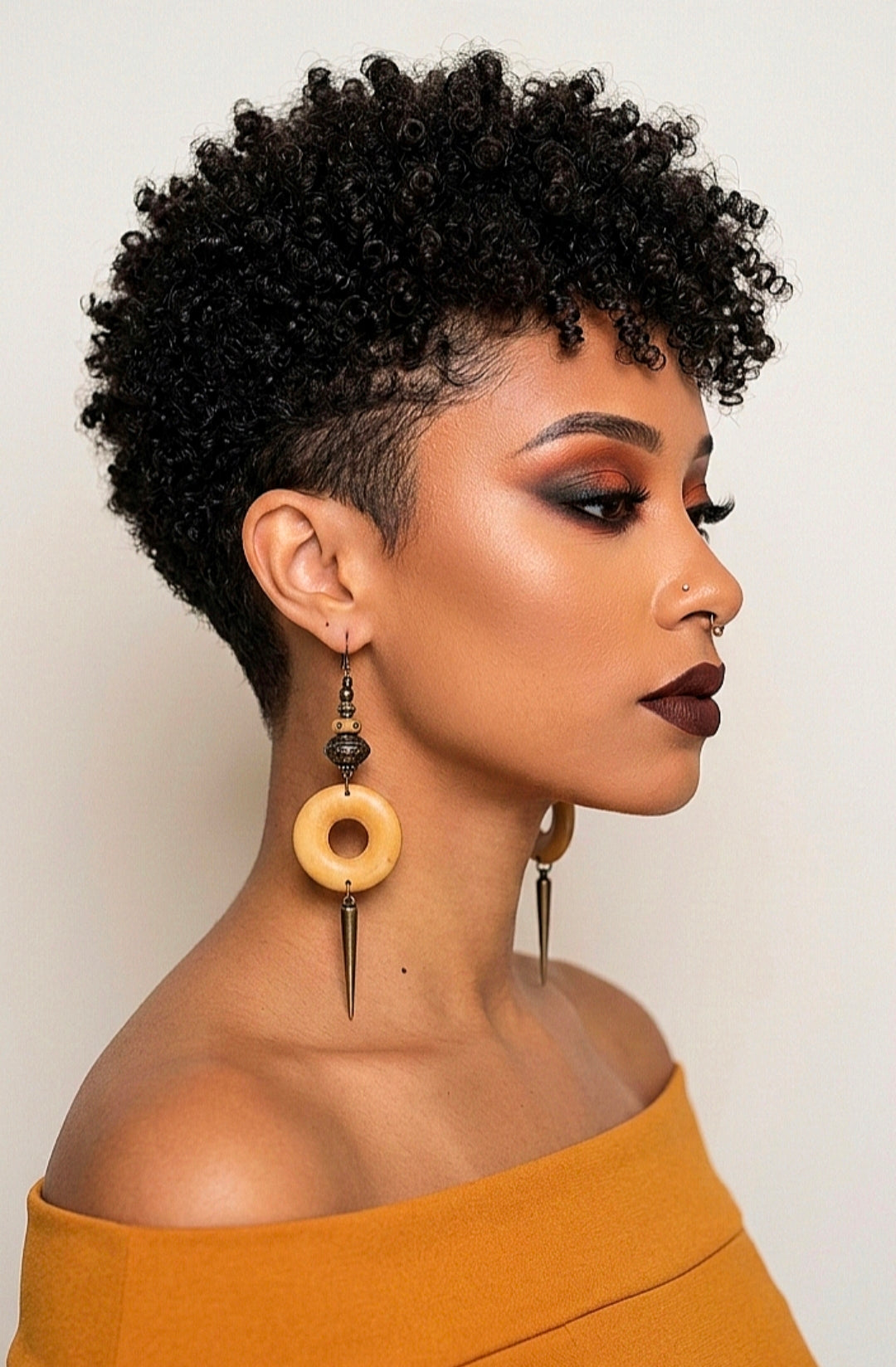 Spiked Tan Donut Dangle Earrings