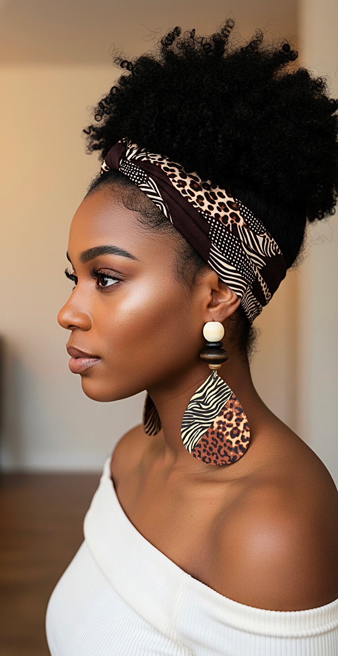 Teardrop brown Animal Print Dangles