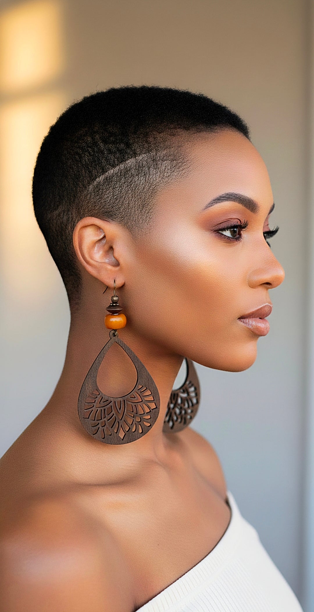 Teardrop Brown Lasercut Amber Dangles