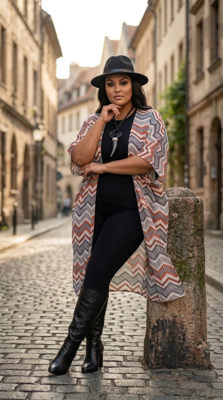 Maxi Kimono Rust Black Tan