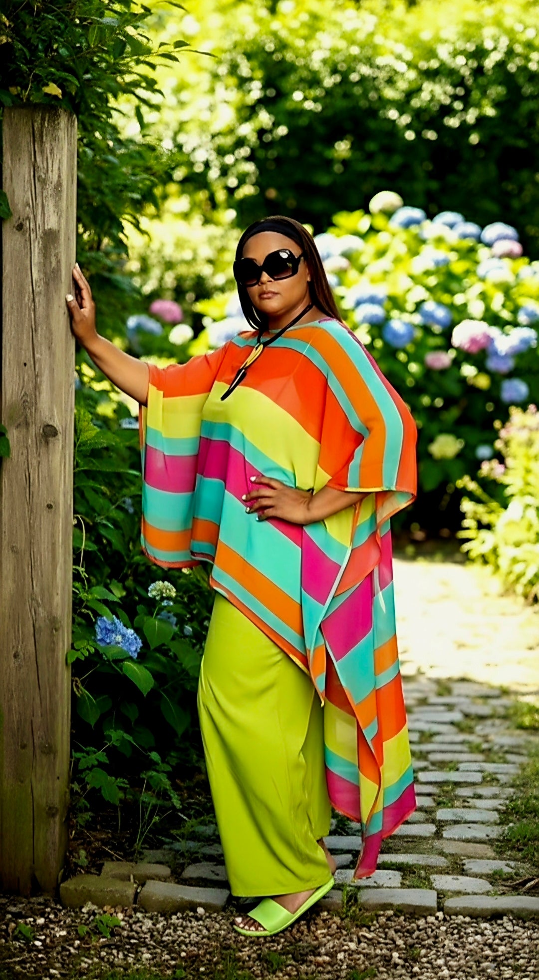 Hi-Lo Tunic Bold Stripe Print