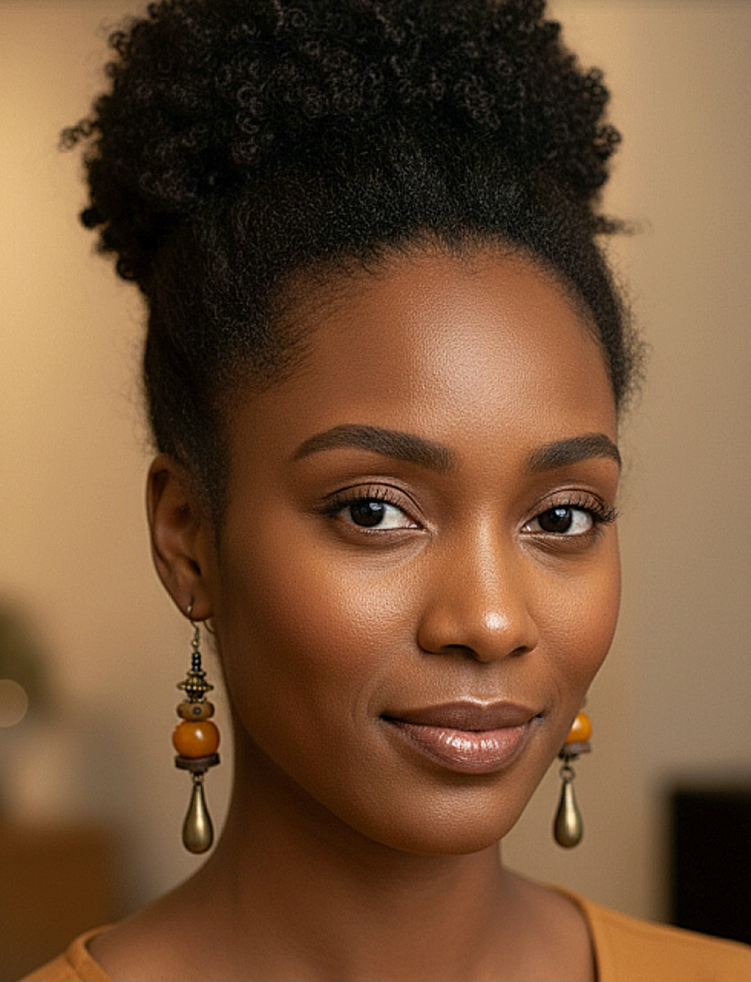 Amber Bone Dangle Earrings