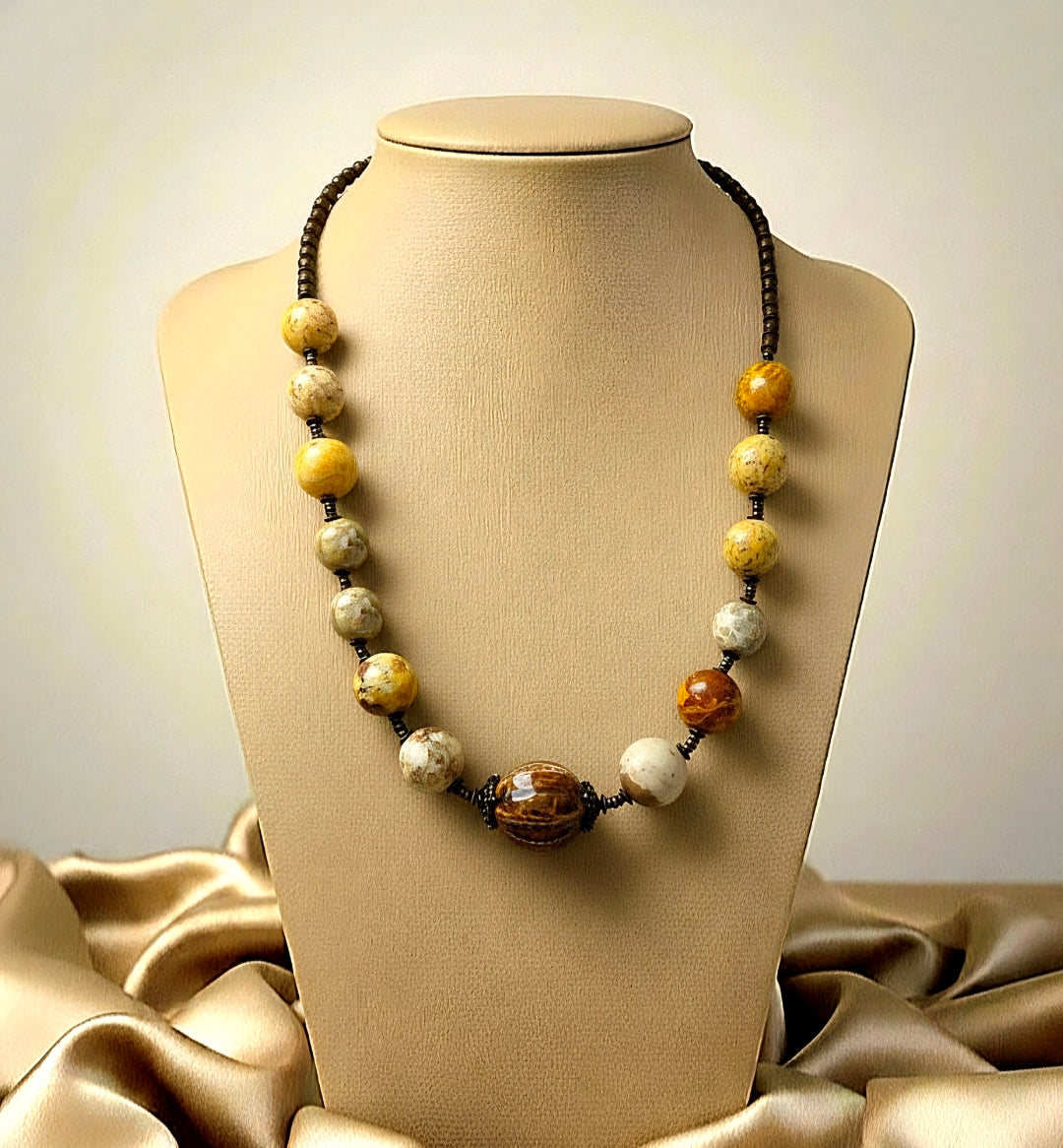 Autumn Colored Beaded Ceramic Necklace