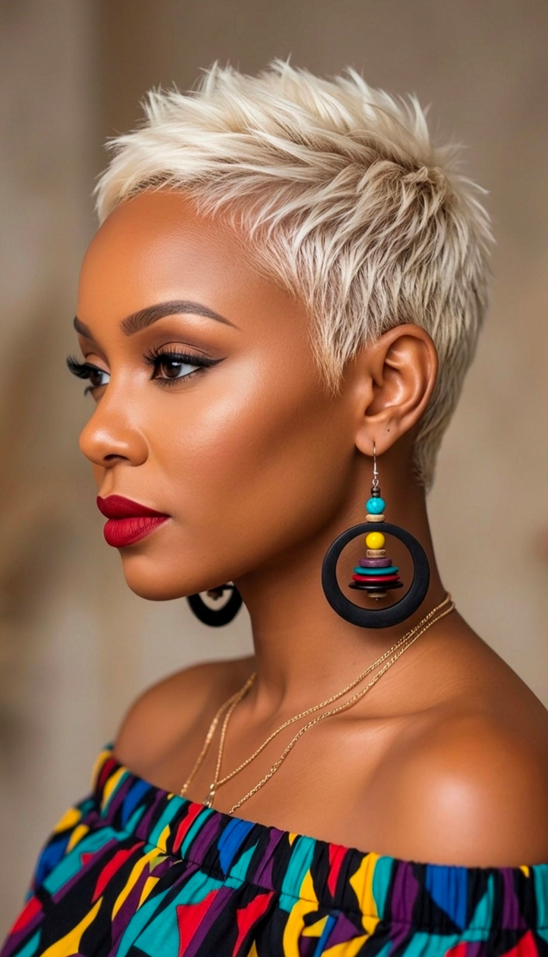Black Wood and Vibrantly Stacked Accents Dangle Earrings