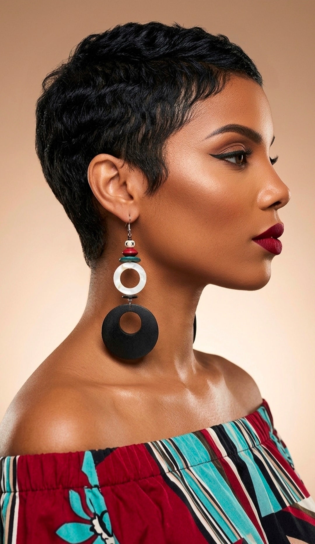 Black and Cream Statement Dangle Earrings