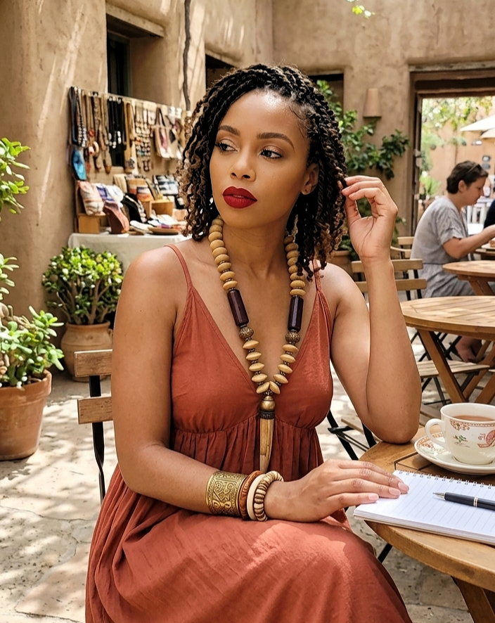 Bone Pendant and Wood Timeless Heritage Statement Necklace