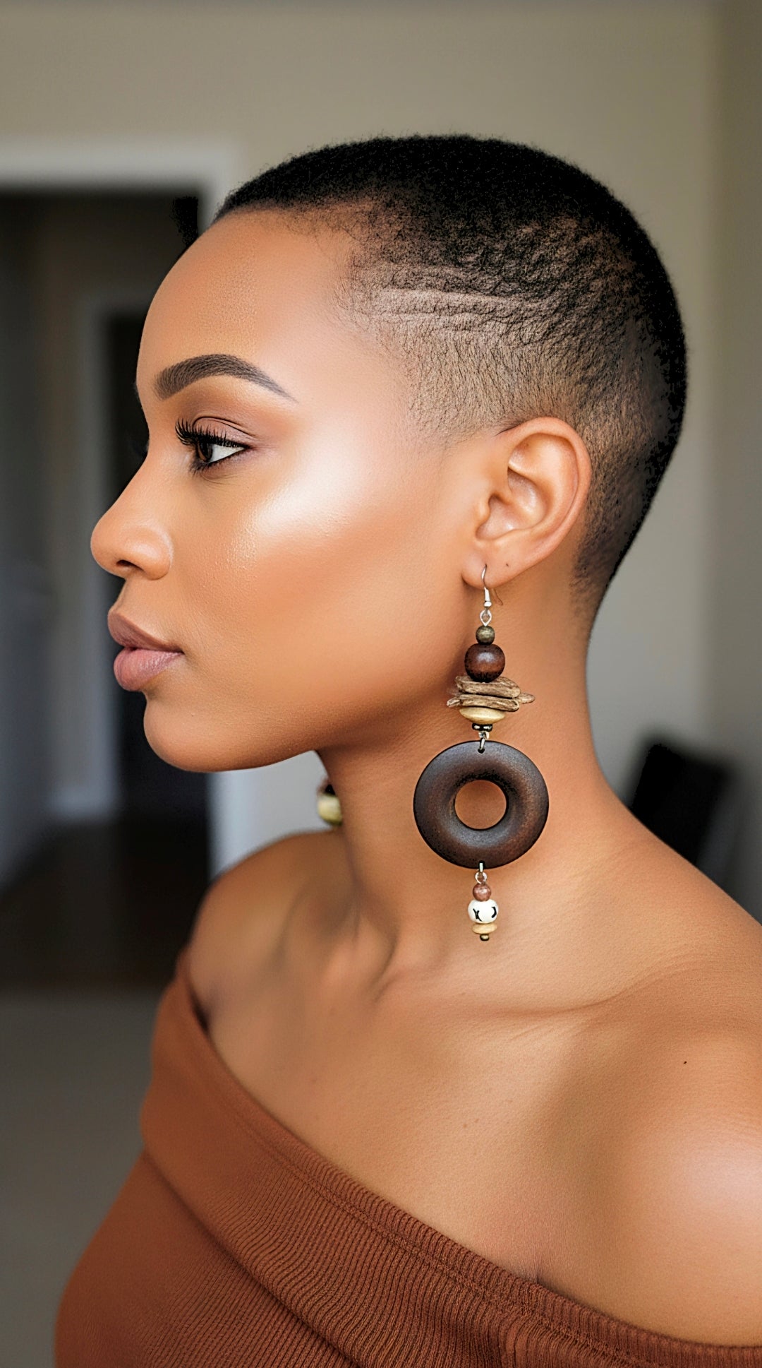 Dark Brown Donut Dangle Earrings