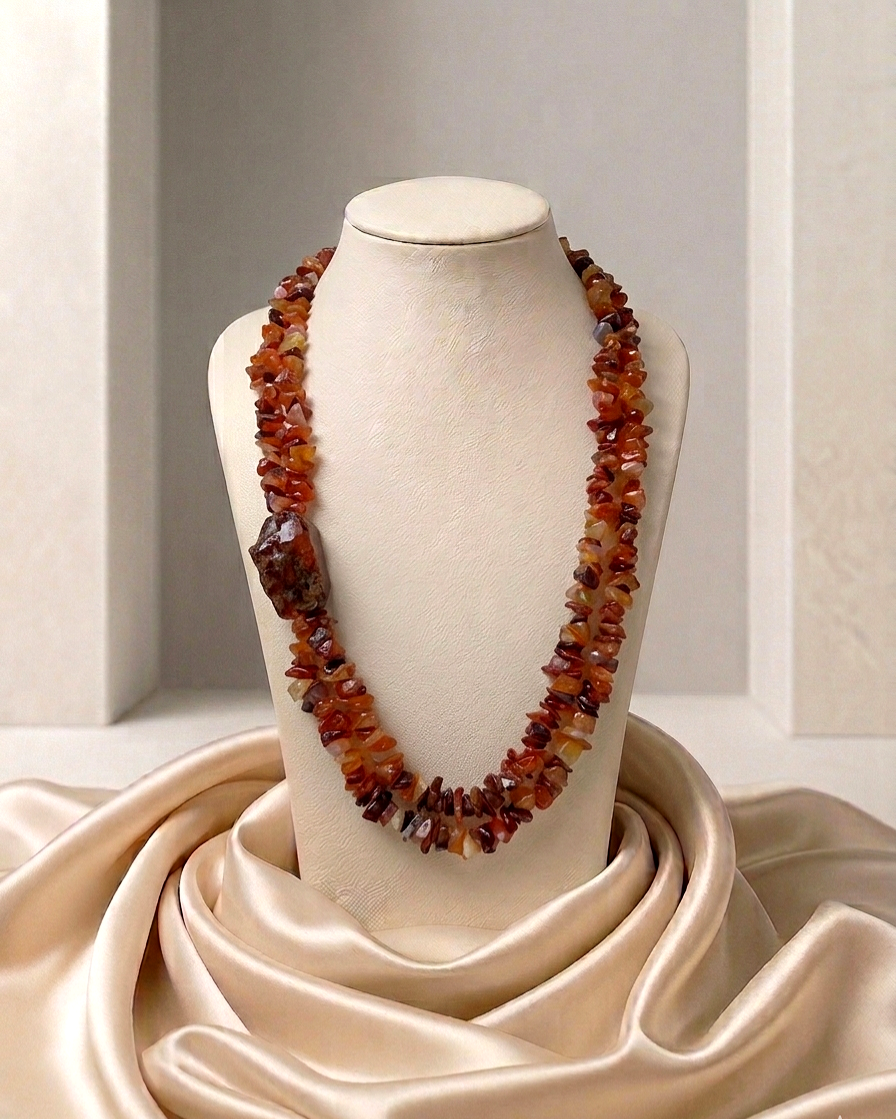 Carnelian Multi-strand Statement Necklace