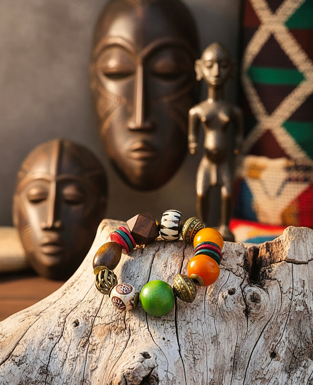 Resin Amber Wood Batik Bone Bracelet