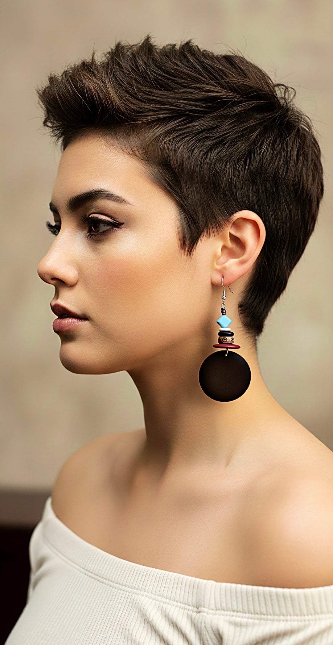 Dark Brown Rounds Red Turquoise Accent Dangles