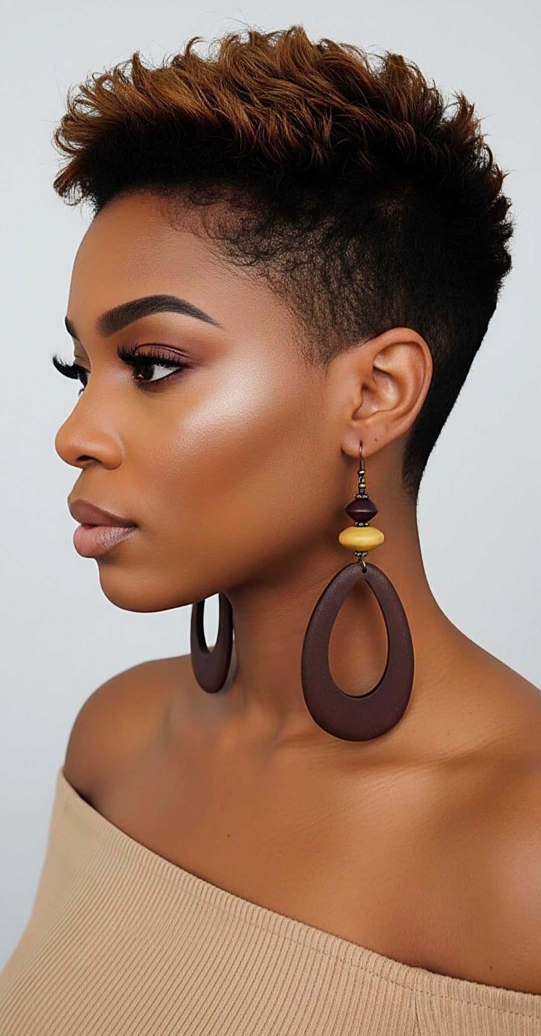 Dark Wood Teardrop Burgundy Tan Accents