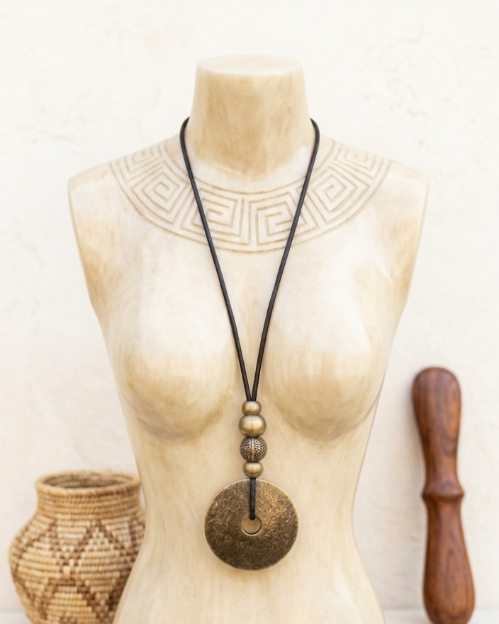 Distressed Acrylic Bronze Pendant Necklace
