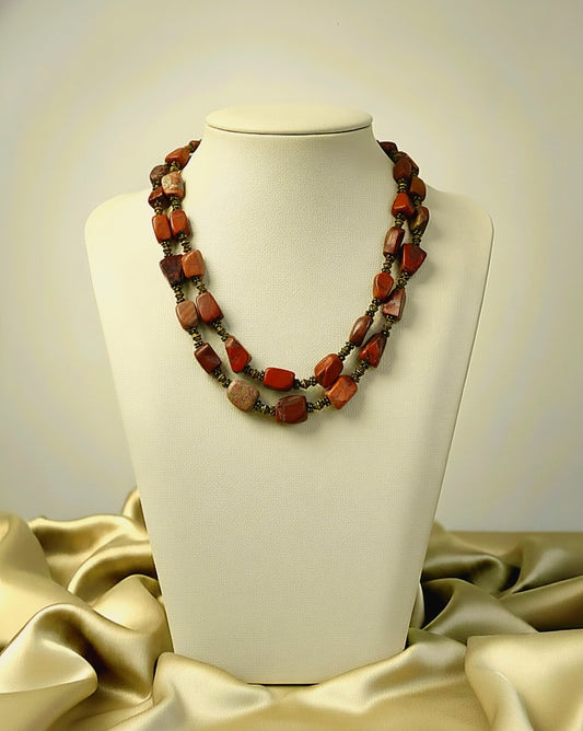 Double Strand Coffee Colored Irregular Beaded Necklace