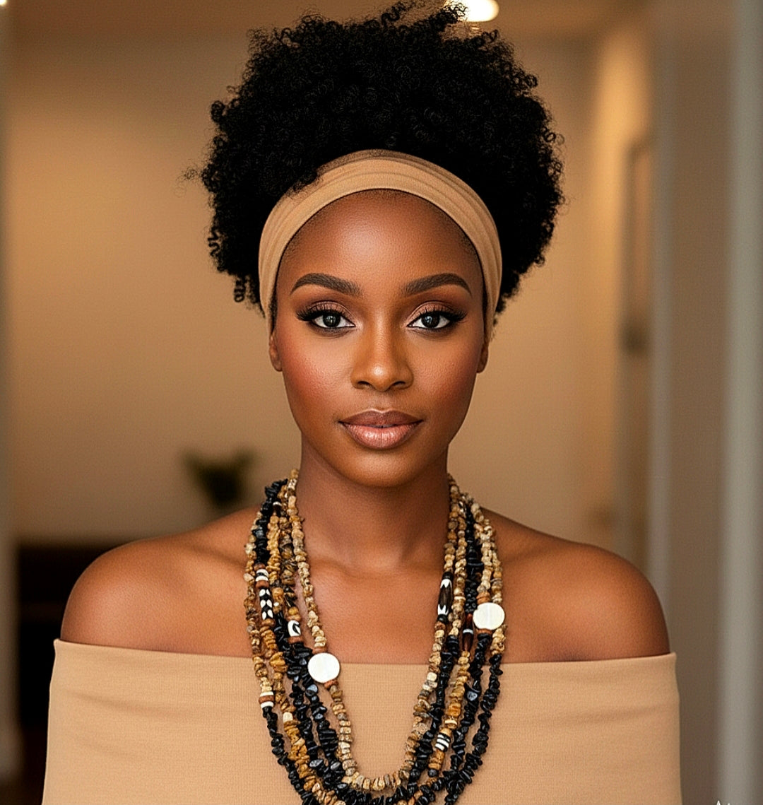 Ethnic Inspired Batik Bone and Natural Stone Chips Necklace