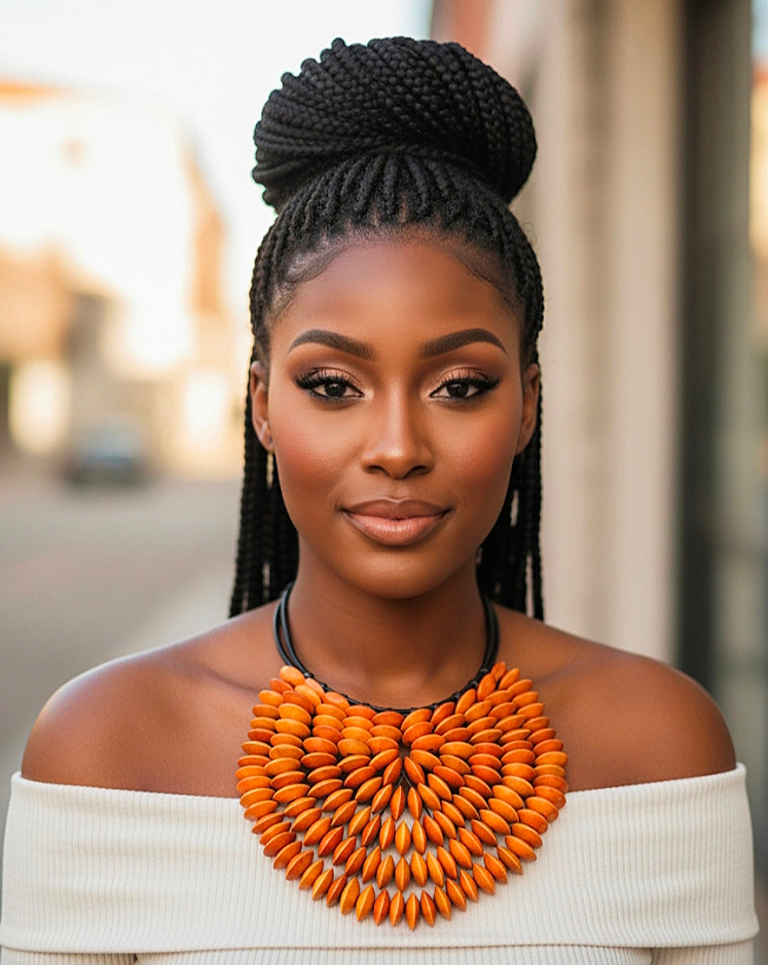 Imported Large Bib Necklace Orange
