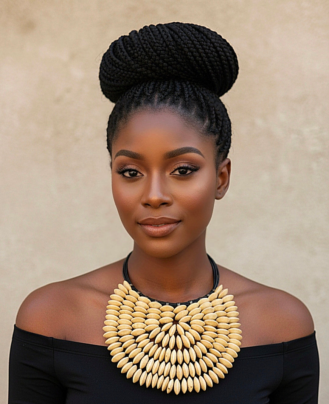 Imported Large Bib Necklace Tan