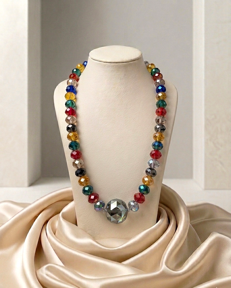Crystal Ball Multistrand Statement Necklace