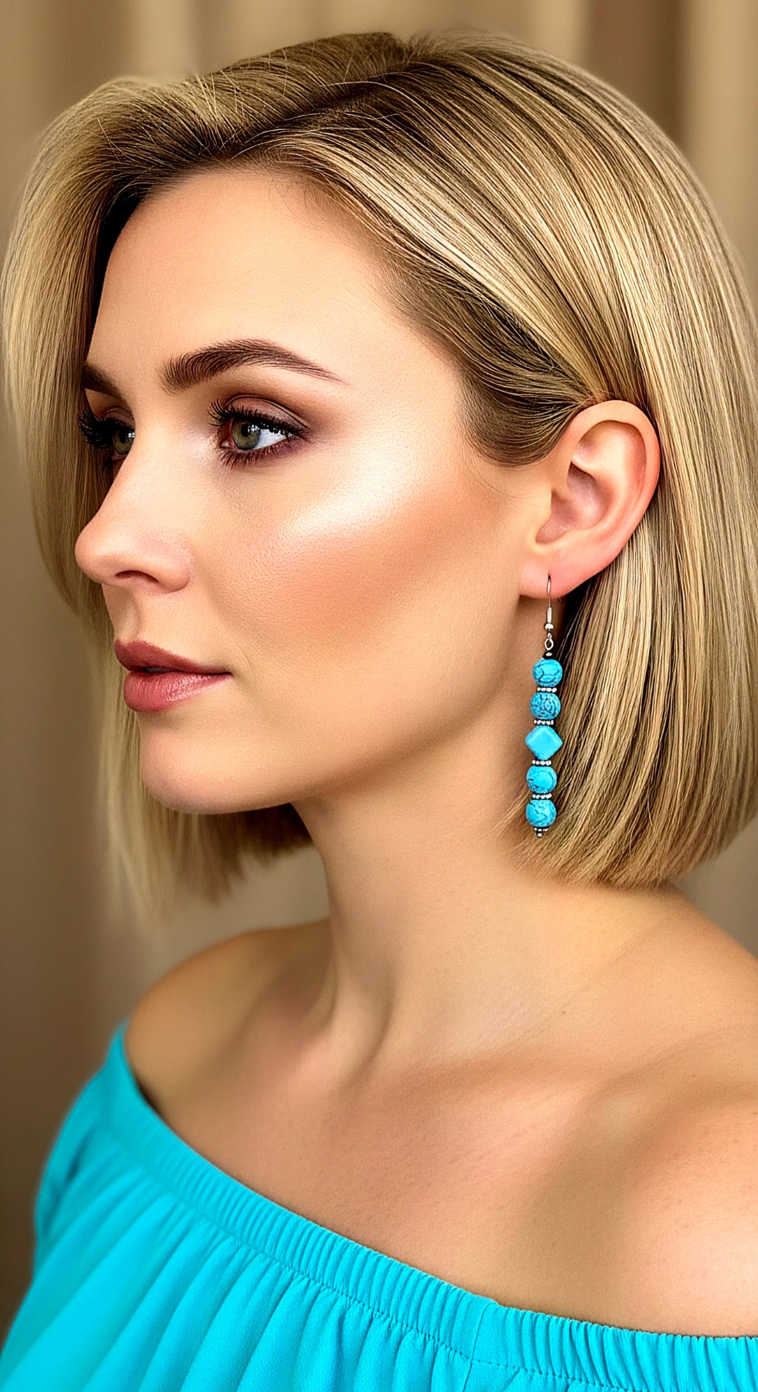 Marled Turquoise Dangle Earrings
