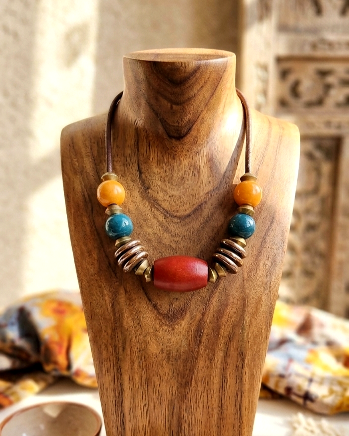 mixed media ethnic necklace