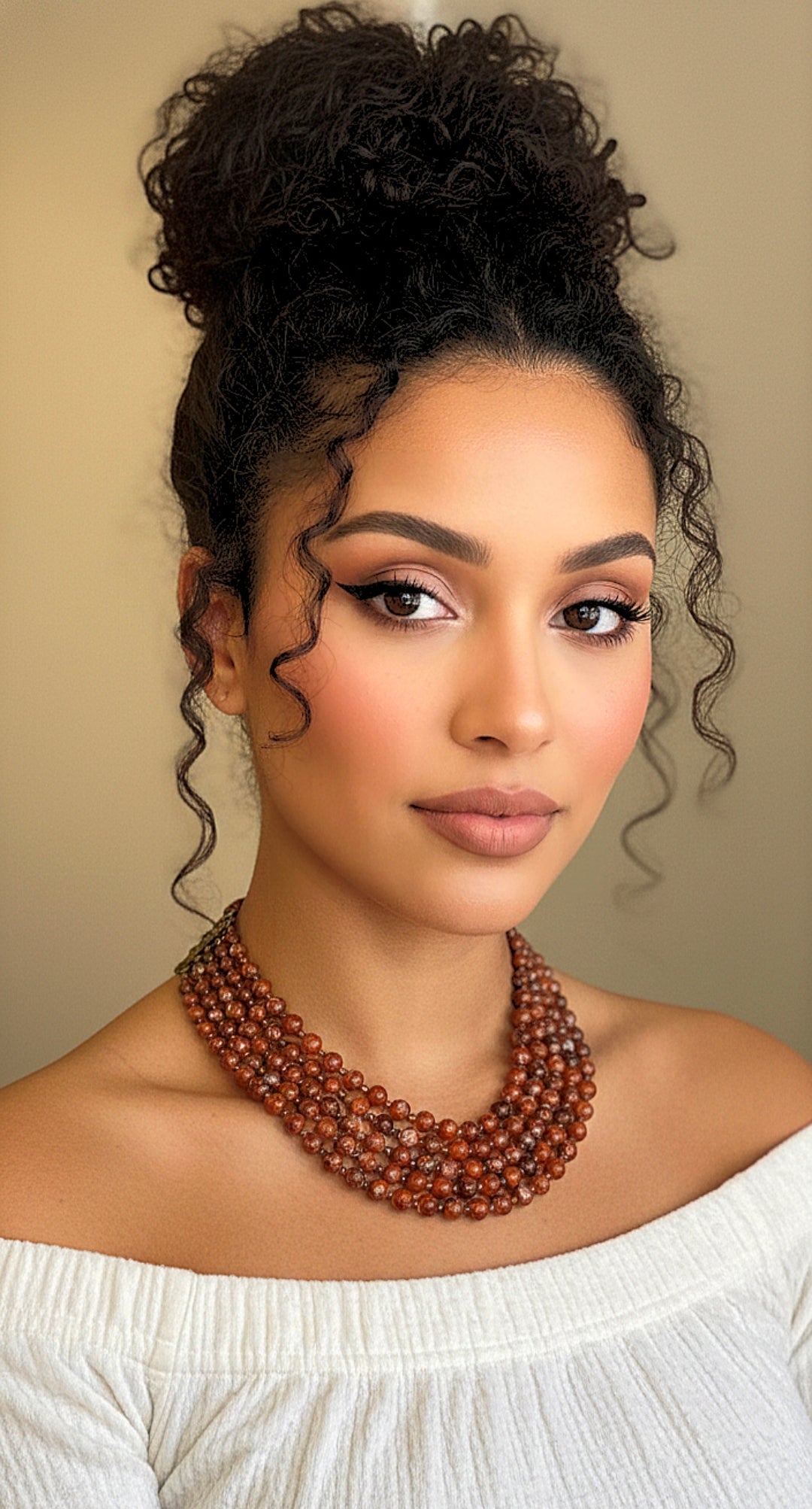 Five Strand Rust Colored Beaded Necklace