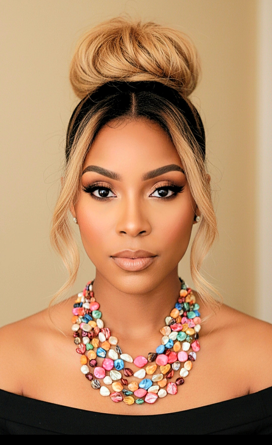 Multistrand Multicolored Irregular Shell Statement Necklace