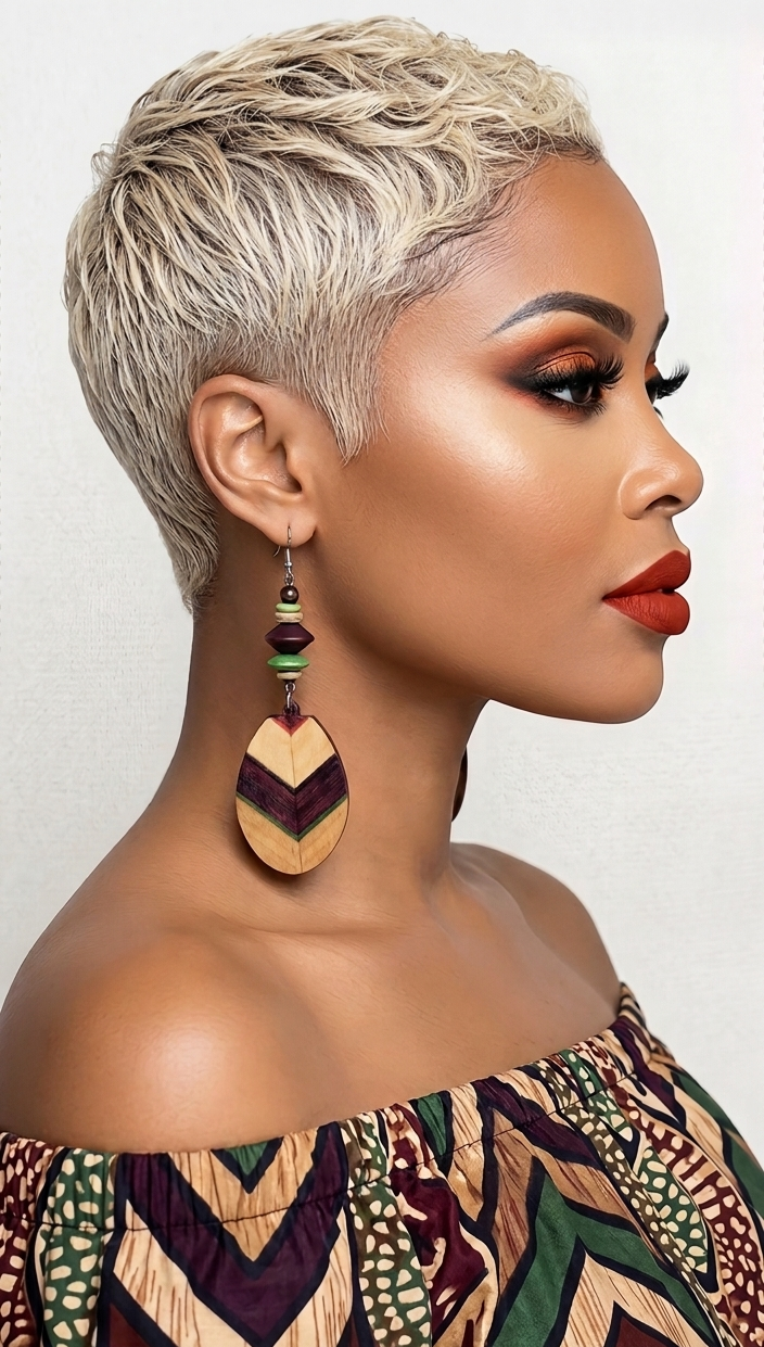 Oval Wood Dangles with Burgundy Forest Green Accents