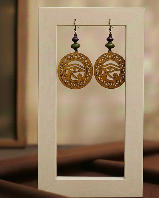 Round Lasercut Wood Earrings