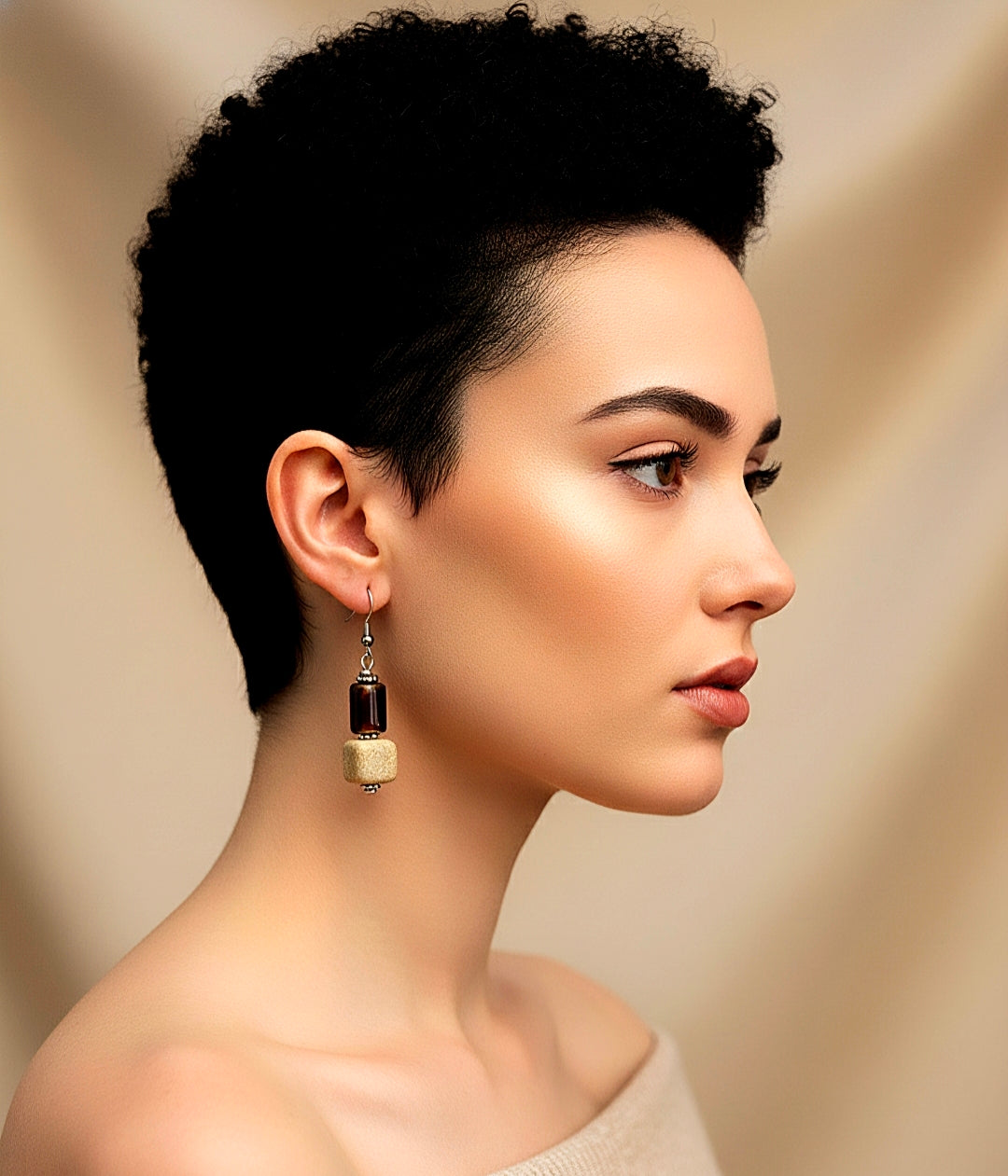 Two Toned Squared Dangle Earrings