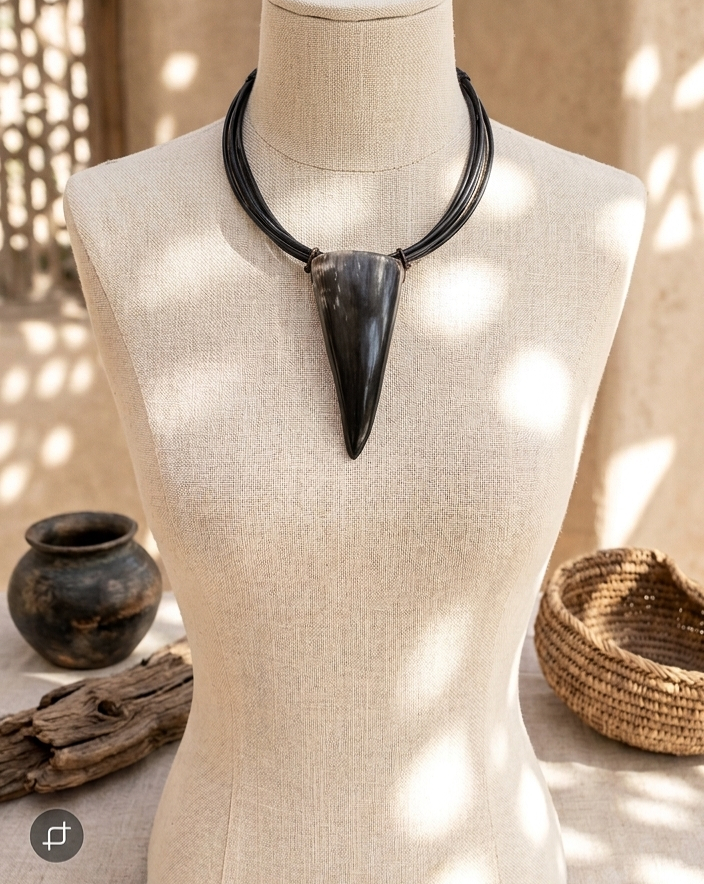 singe horn ethnic necklace