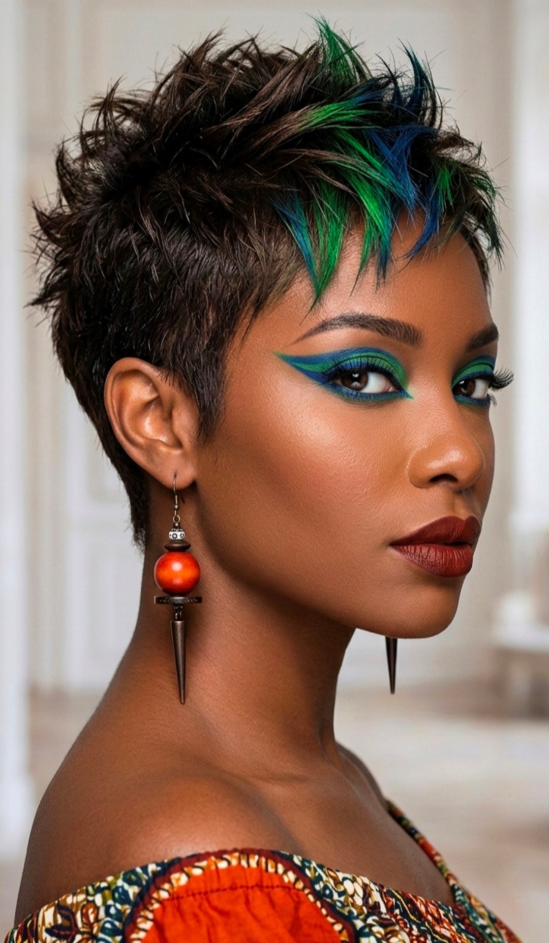 Spiked Orange Sphere Statement Dangle Earrings