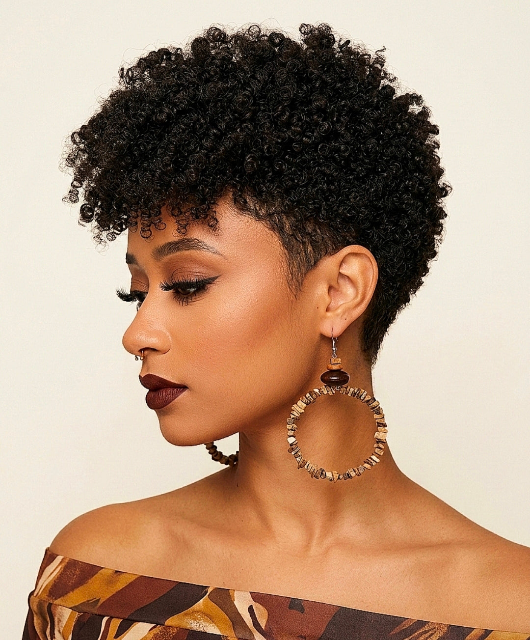 Stone Chip Statement Hoop Earrings