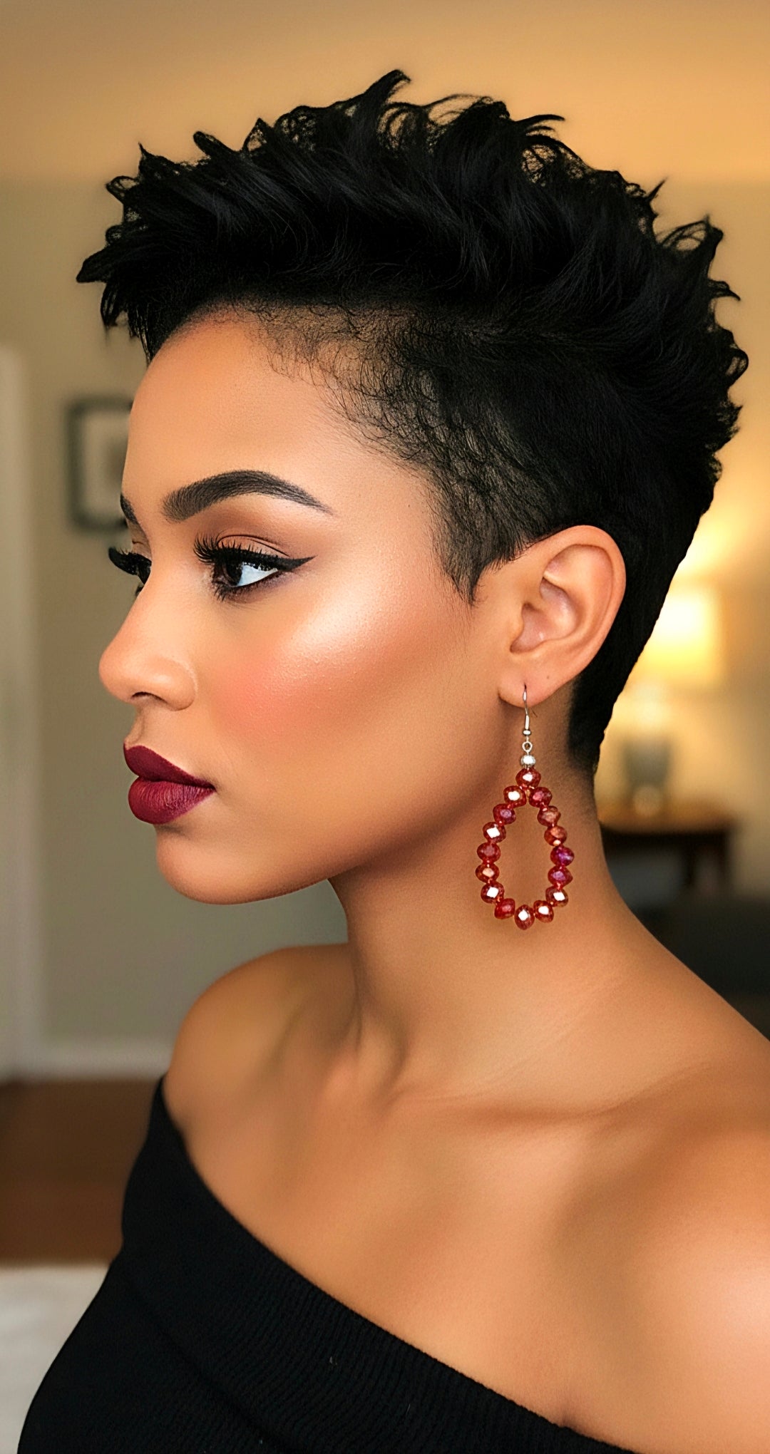 Teardrop Bright Red Iridescent Crystal Earrings